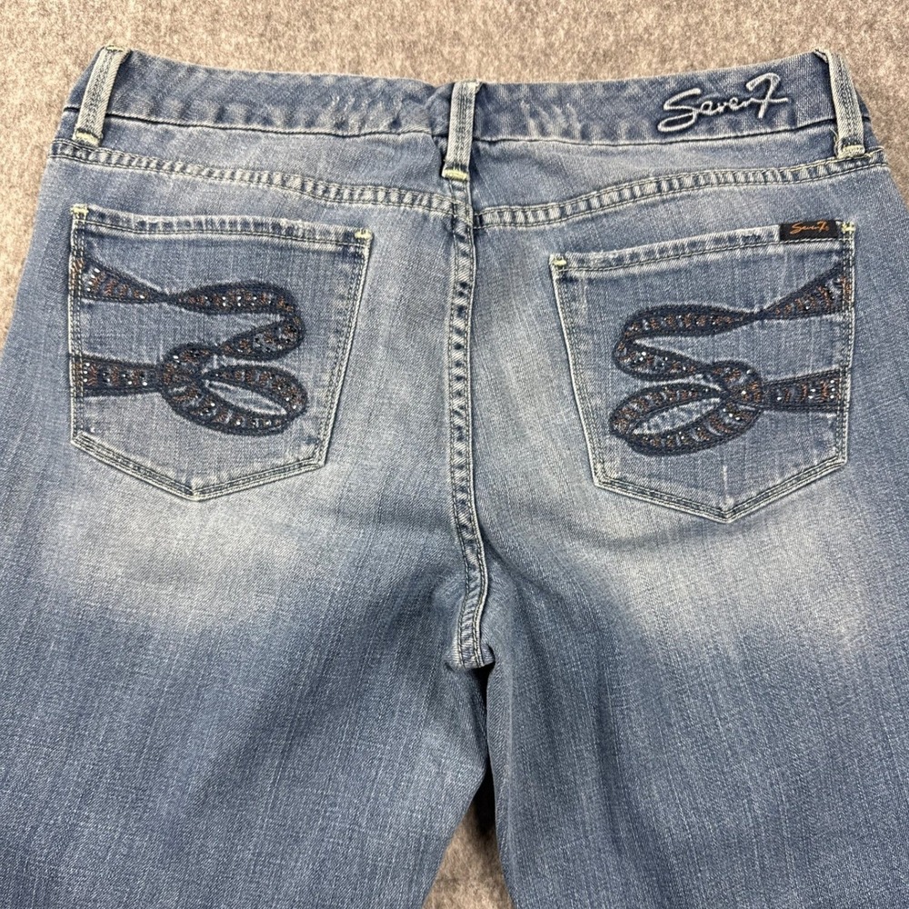 Seven7 Womens Bootcut Jeans Size 12 Mid Rise Medium Wash Embroidered Flare 32x31